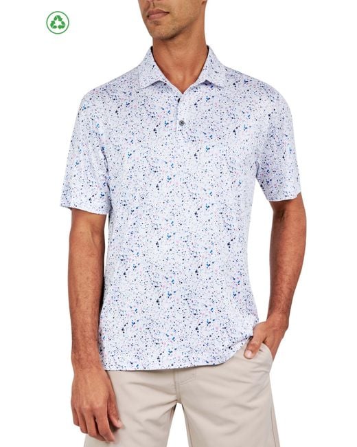 Con.struct White Regular Fit Paint Splatter Print Recycled Performance Golf Polo for men