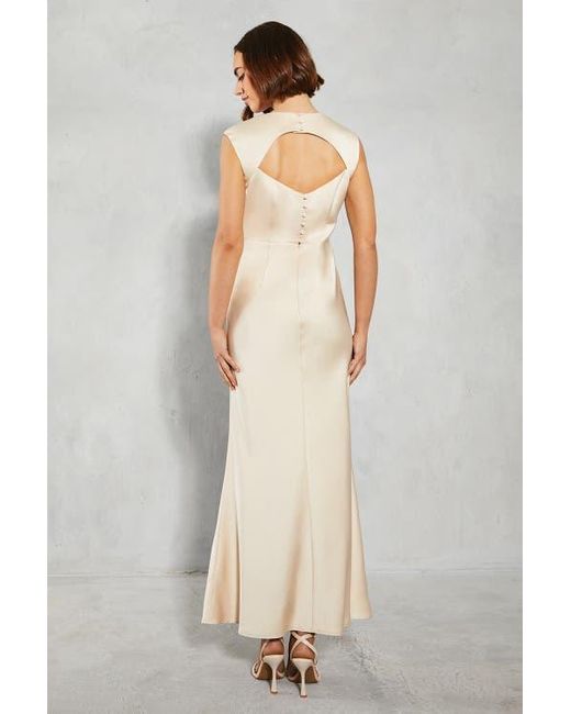 Oasis Natural Satin Maxi Bridesmaid Dress
