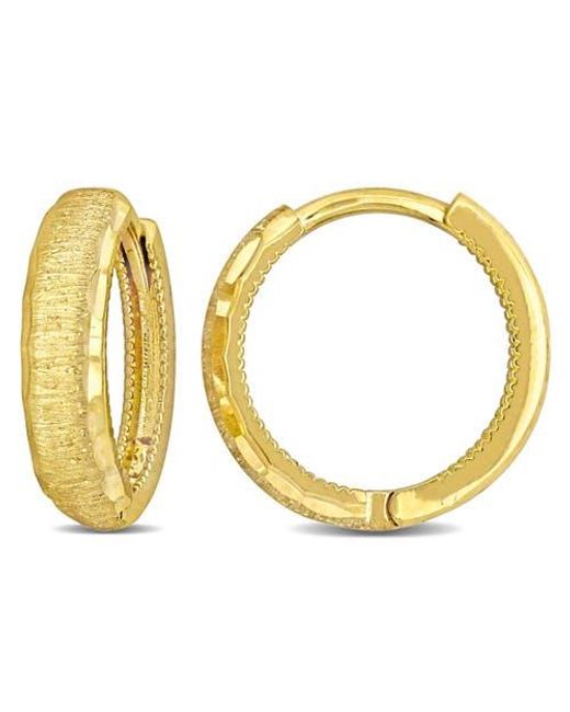 Julianna B Metallic Huggie Hoop Earrings Brushed Finish 14K