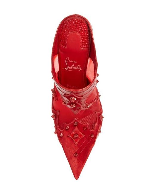 Christian Louboutin Red Mulatiag Studded Pointed Toe Mule