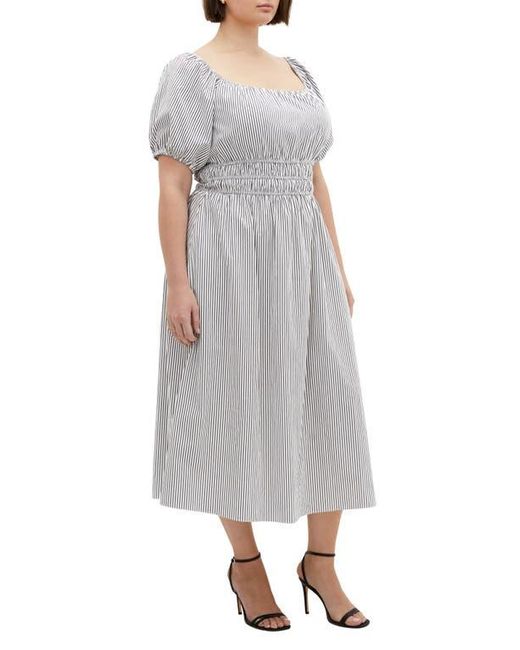City Chic Gray Adelynn Stripe Midi Dress