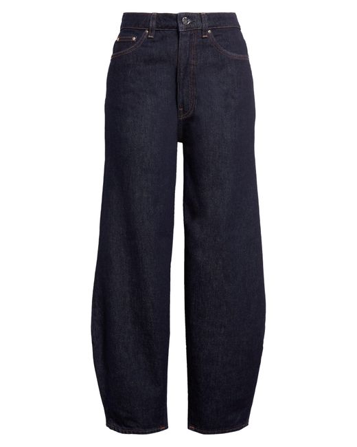 Totême High Waist Barrel Leg Organic Cotton Raw Denim Jeans in Blue | Lyst
