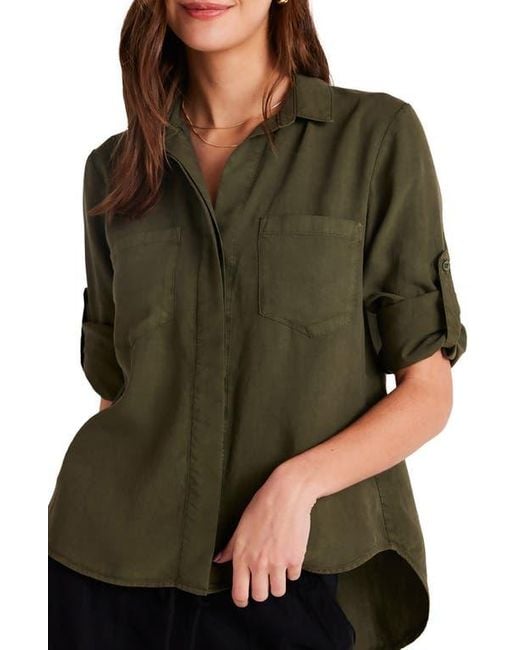 Bella Dahl Green Split Back Button-Up Shirt