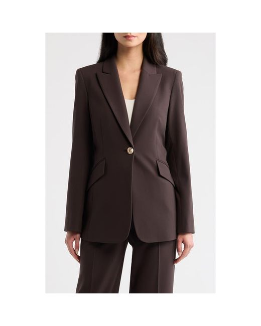Tahari Brown One-Button Blazer