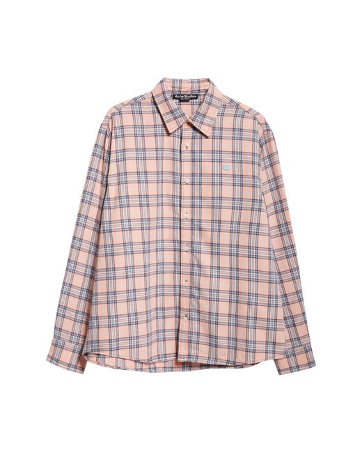 Acne Pink Plaid Organic Cotton Flannel Button-up Shirt