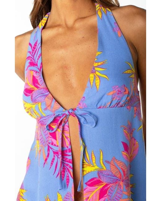 Roxy Blue Fairweather Split Front Halter Top
