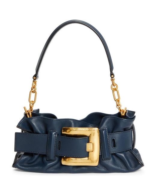 Balmain Blue Mini Anthem Leather Shoulder Bag