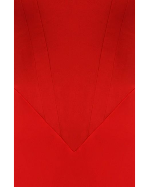 House Of Cb Red Anais Satin Corset Midi Dress