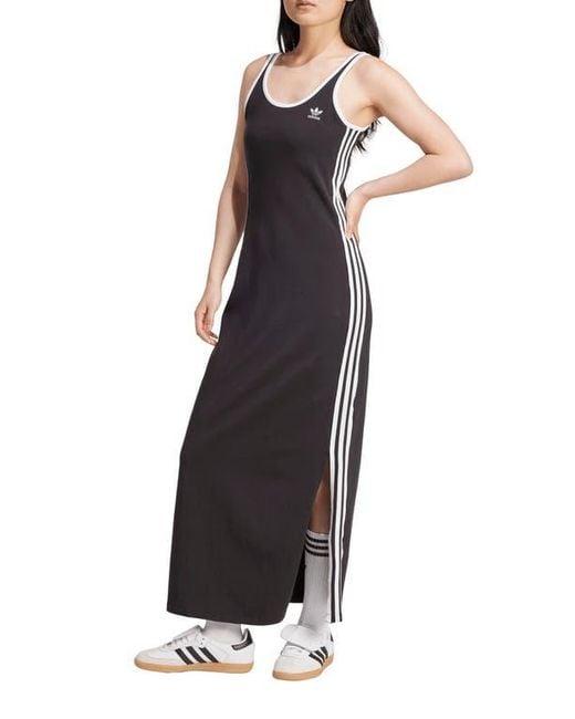 adidas Originals Women's Black Adicolor 3-Stripes Maxi Dress