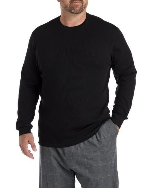 Polo Ralph Lauren Black Big & Tall Waffle-Knit Lounge Shirt for men