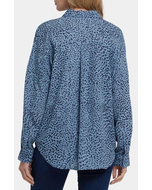 NYDJ Blue Becky Recycled Polyester Georgette Blouse