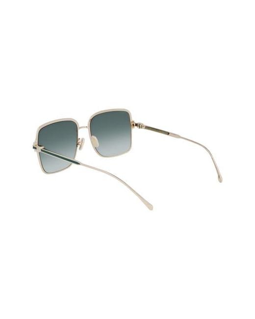 Ferragamo Green Gancini 57Mm Modified Rectangular Sunglasses