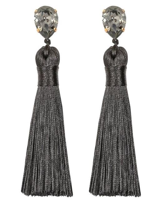 Jennifer Behr Black Francine Silk Tassel Drop Earrings