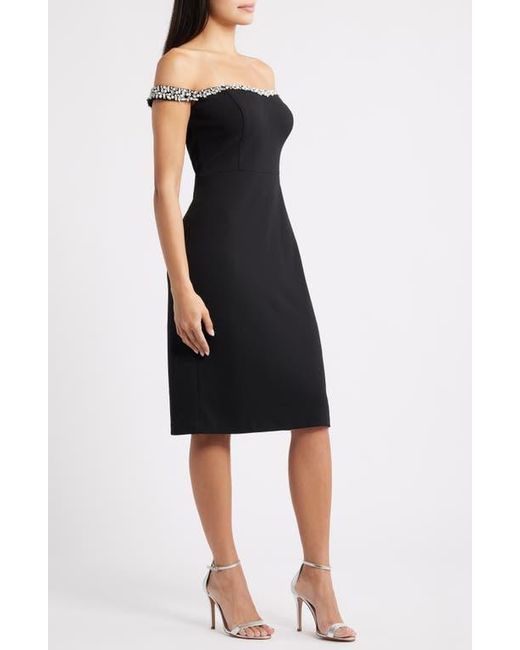 sheer ruffle shoulder cocktail dress eliza j Eliza J Ruffle Sleeve Cocktail Dress - Navy