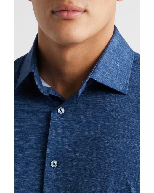Bugatchi Blue James Ooohcotton Space Dye Button-Up Shirt for men