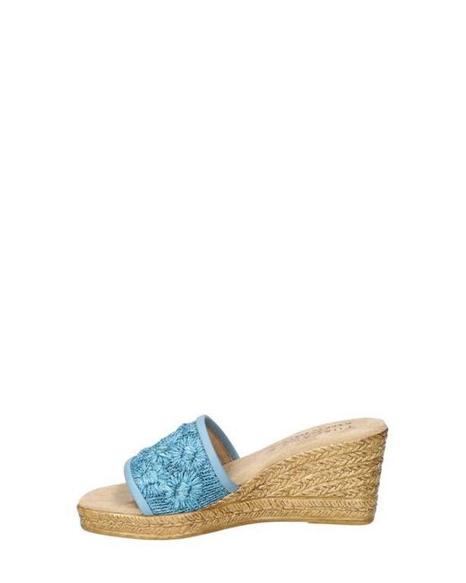 Easy Street Blue Ricci Espadrille Platform Wedge Slide Sandal