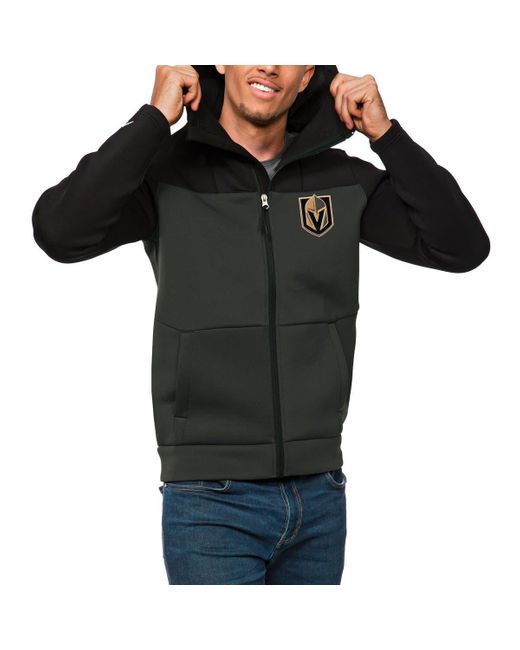 Antigua Black /charcoal Vegas Golden Knights Protect Full-zip Hoodie At Nordstrom for men