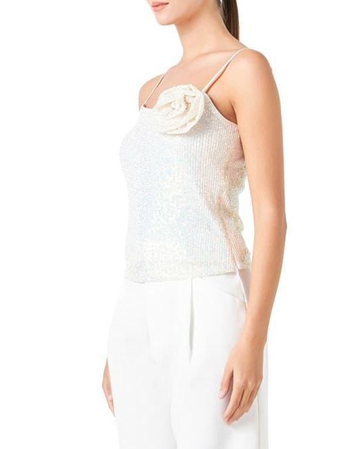 Endless Rose White Sequin Rosette Camisole