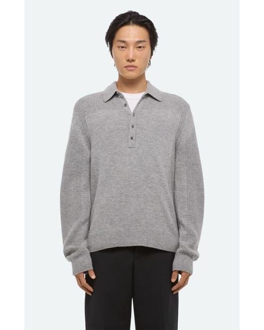 Helmut Lang Gray Block Polo Sweater for men
