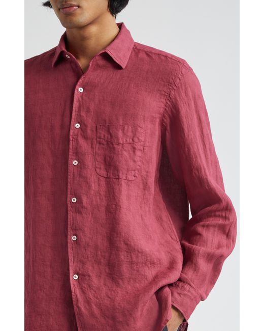 Massimo Alba Red Bowles Texture Check Linen Button-up Shirt for men