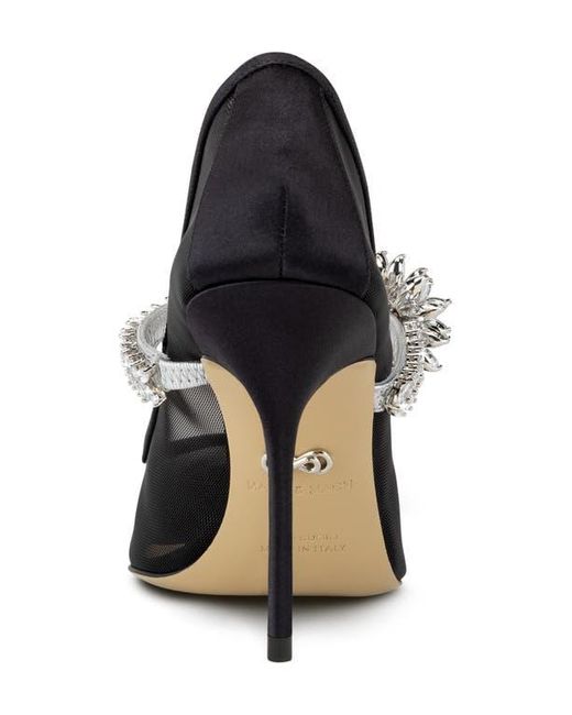 Mach & Mach Lotus Flower Pointed Toe Mary Jane Pump in Black