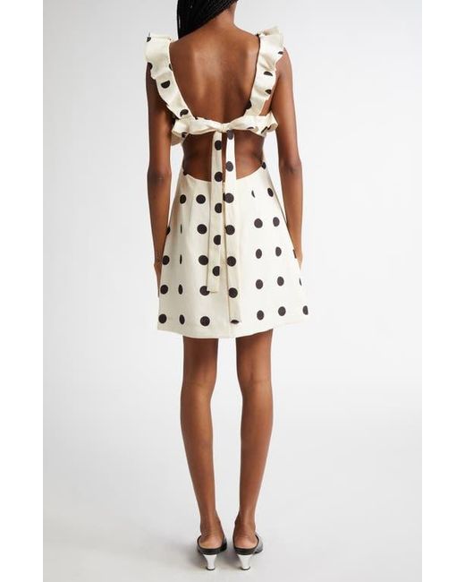 Zimmermann Multicolor Print Ruffle Cutout Linen Minidress