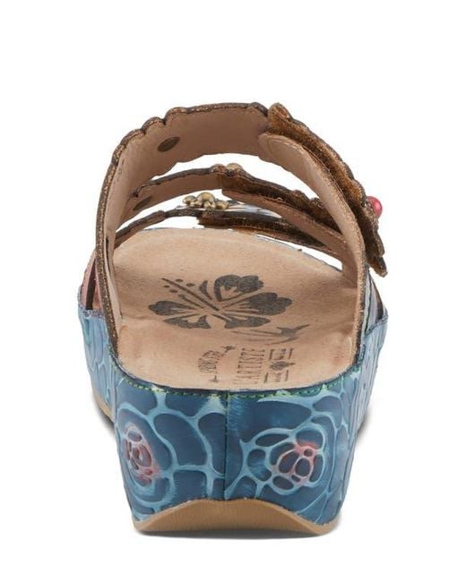 Spring Step Blue Cuddlecake Platform Wedge Slide Sandal