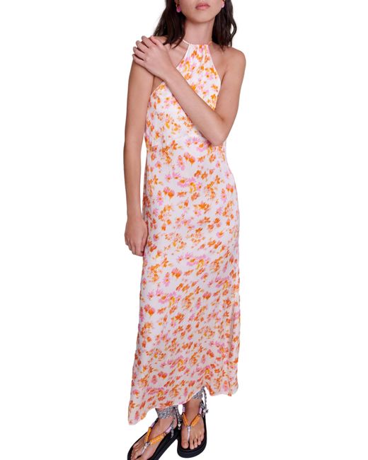 Maje Pink Rispring Floral Sleeveless Maxi Dress