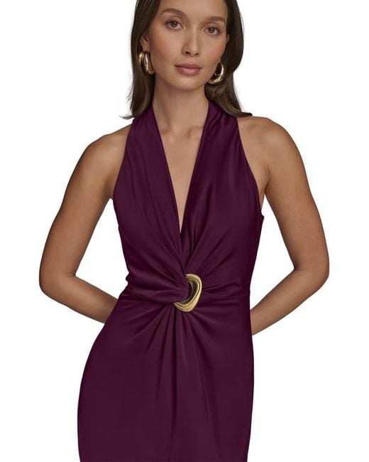 Donna Karan Purple Twisted Sleeveless Gown