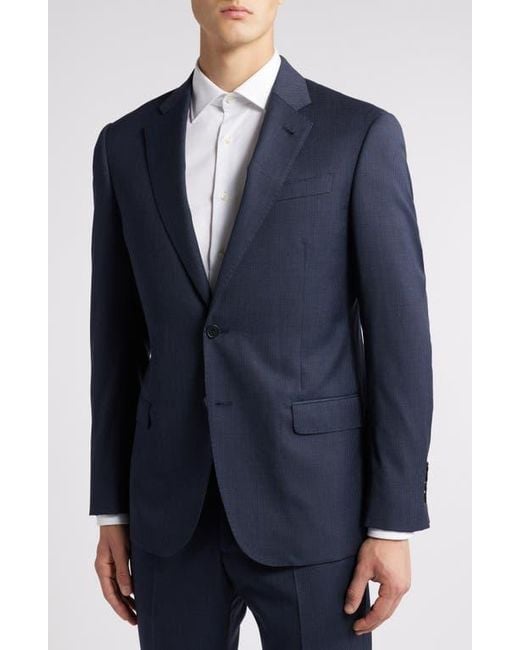 Emporio Armani Blue Micro Houndstooth Check Wool Suit for men