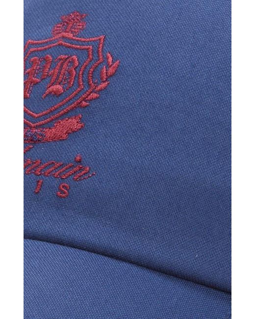 Balmain Blue College Emblem Embroidered Adjustable Cotton Baseball Cap for men