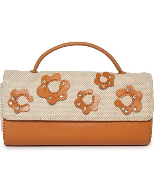 Lele Sadoughi Brown Mini Tabitha Floral Top Handle Bag