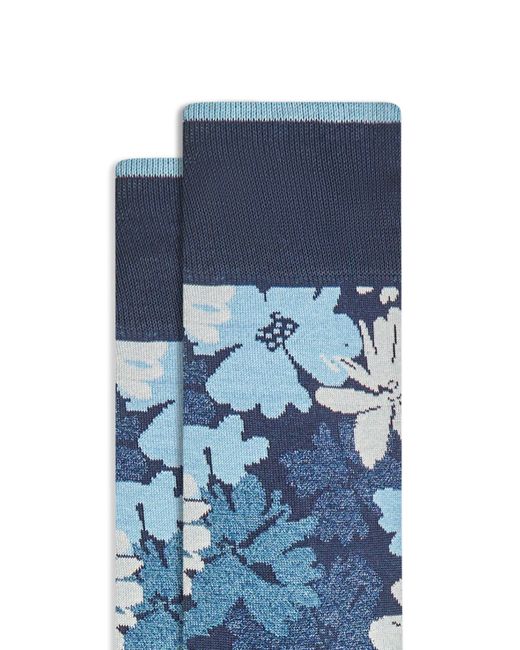 Bugatchi Blue Floral Jacquard Dress Socks for men