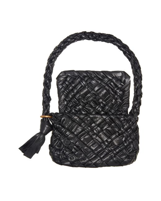 Bottega Veneta Black Kalimero Intrecciato Leather Shoulder Bag