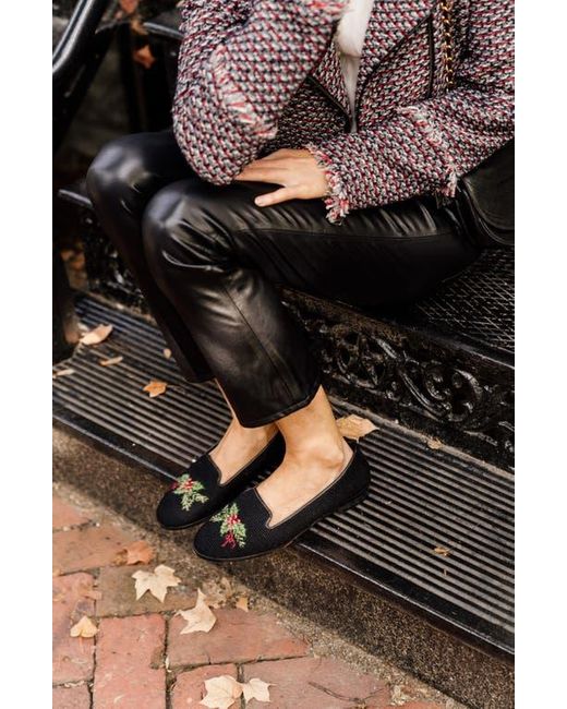 PAIGE Black Needlepoint Holly Flat