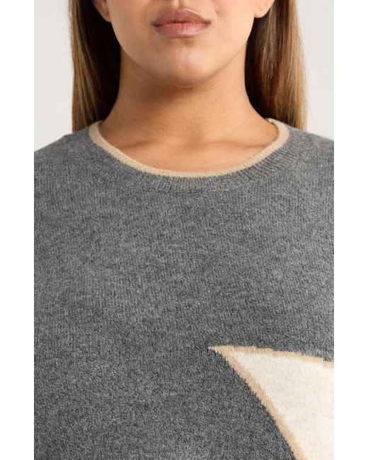 Vince Camuto Gray Star Detail Crewneck Sweater