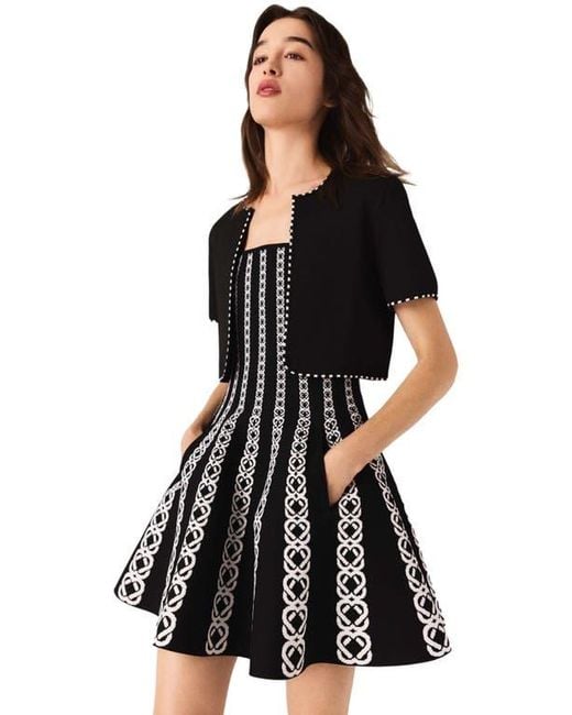 Maje Black Cropped Short Sleeve Cardigan