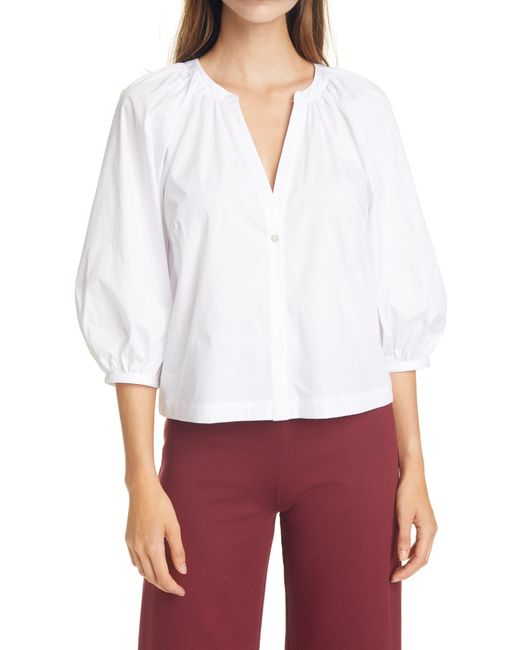 Staud White New Dill Stretch Cotton Button-up Blouse
