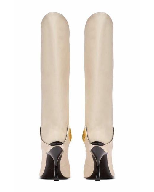 Balmain White Twist Heeled Leather Boots
