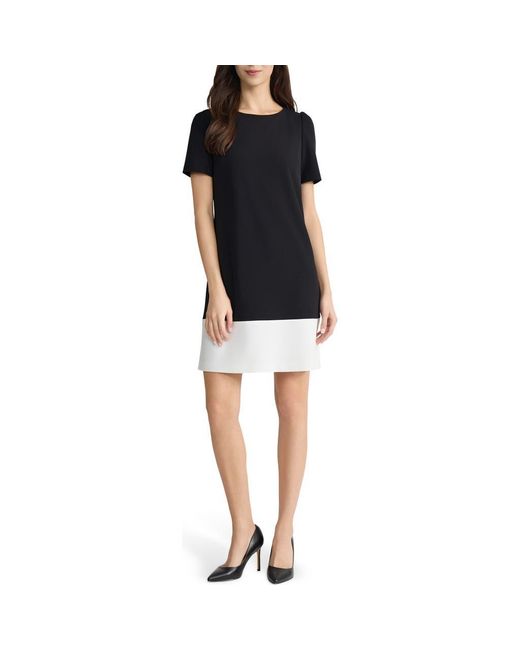 Kasper Black Colorblock Shift Dress