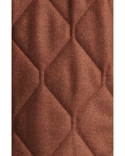 Isaia Brown Onion Quilted Wool & Silk Shirt Jacket for men