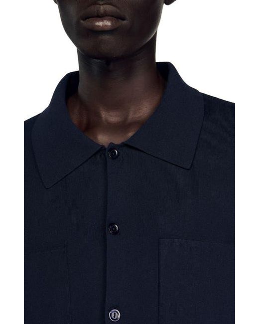 Sandro Blue Knitted Shirt Jacket for men