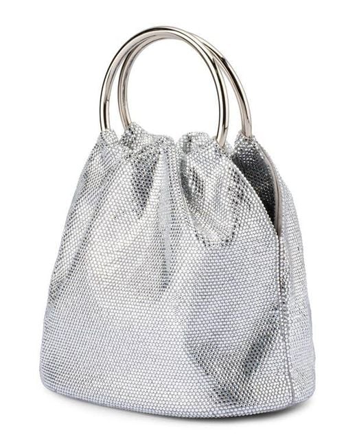 Olga Berg Gray Mabel Crystal Top Handle Clutch