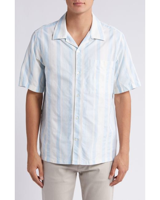 NN07 White Julio 5412 Stripe Short Sleeve Button-up Camp Shirt for men