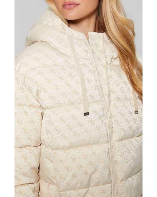 Guess Natural Daisy Flock Logo Puffer Coat