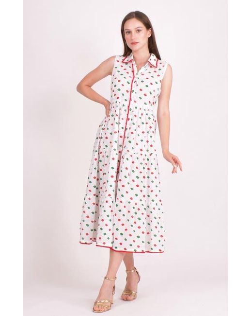Ras Pink Olinda Cotton Tiered Midi Dress