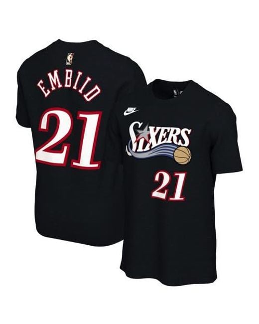 Nike Black Joel Embiid Philadelphia 76Ers Name & Number T-Shirt