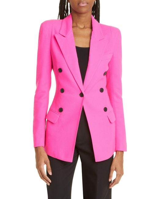 Smythe Pagoda Not A Double Breasted Wool Blazer in Pink | Lyst