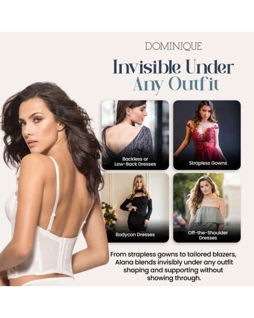 Dominique Intimates White Alana Low Back Convertible Strapless Longline Bra