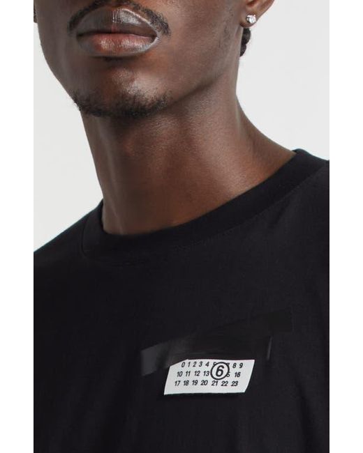 MM6 by Maison Martin Margiela Black Trompe L'Oeil Taped Numeric Logo Graphic T-Shirt for men